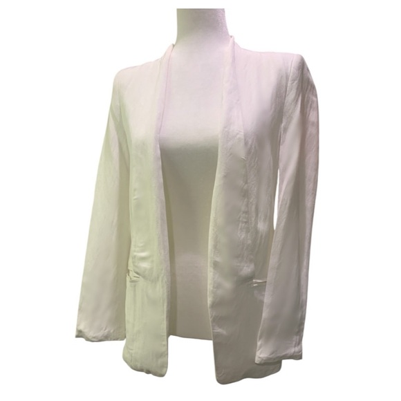 ZARA Blazer BASIC Cream Viscose/Linen Blazer Size M - Picture 3 of 7